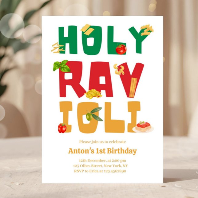 Holy Ravioli Italian Pasta Theme Birthday Invitation (holy ravioli adult birthday party, italian birthday party, pasta birthday party, italian restaurant )