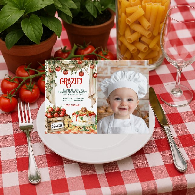Holy Ravioli Thank You | Little Meatball Birthday Card (Creator Uploaded)