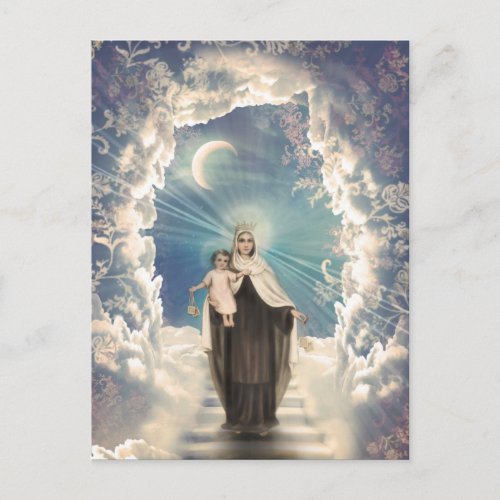 Holy Religious Maria Child Baby Stairs Postcard