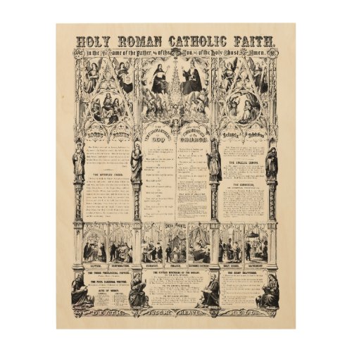 Holy Roman Catholic Faith Infographic Chart Wood Wall Art