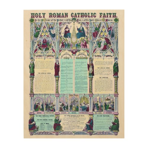 Holy Roman Catholic Faith Infographic Chart Wood Wall Art