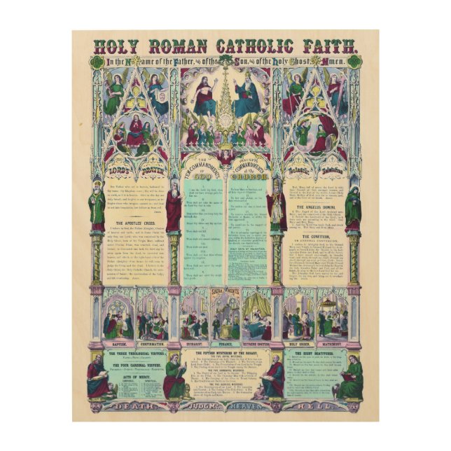 Holy Roman Catholic Faith Infographic Chart Wood Wall Art (Front)