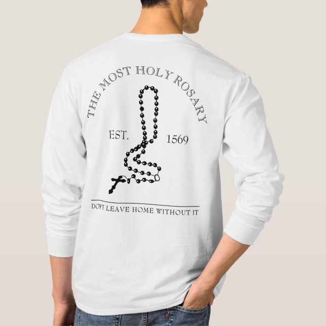Holy Rosary Beads Catholic Cross  T-Shirt (Back)
