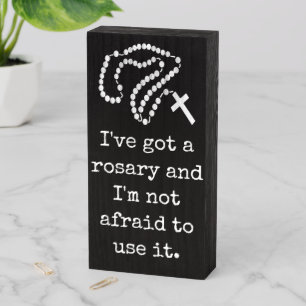 HOLY ROSARY CATHOLIC BEADS RELIGIOUS WOODEN BOX SIGN