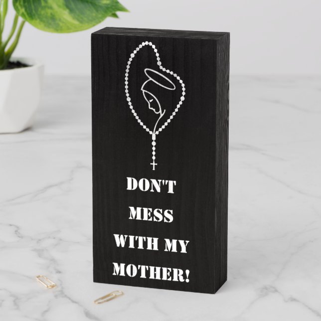 HOLY ROSARY CATHOLIC BEADS VIRGIN MARY WOODEN BOX SIGN (In Situ Vertical)