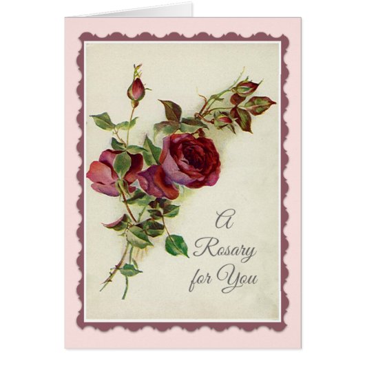 Holy Rosary with Red Rose Prayer Cards (Front)