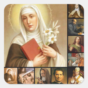 Holy Saints Collage Priests Nuns Pope Square Sticker