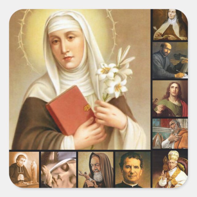 Holy Saints Collage Priests Nuns Pope Square Sticker (Front)