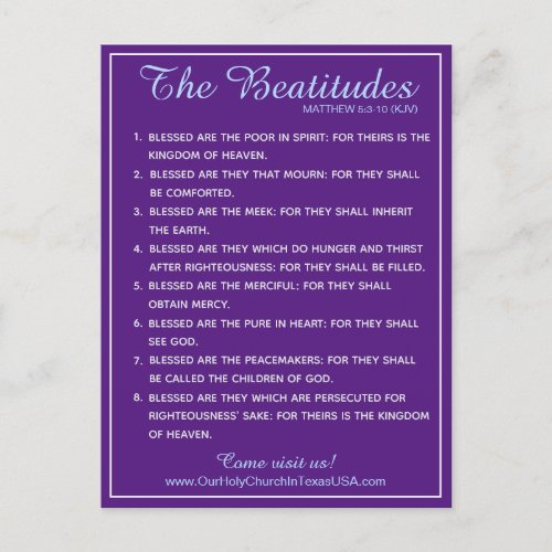 Holy Scripture Matthew 53 to 510 Beatitudes Holiday Postcard