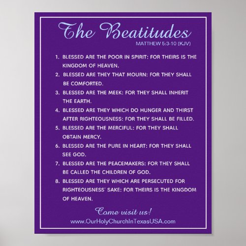 Holy Scripture Matthew 53 to 510 Beatitudes Poster