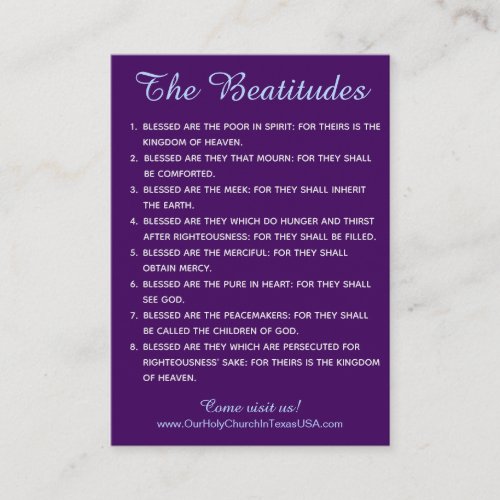 Holy Scripture Matthew 5 Beatitudes Hand Out Business Card