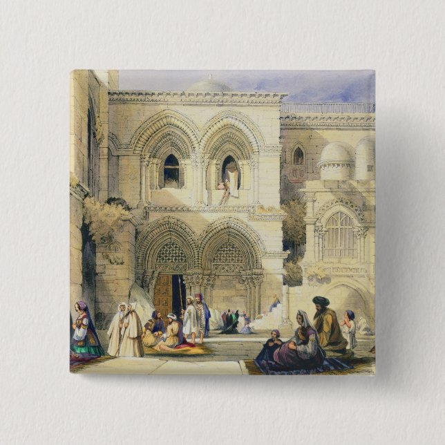 Holy Sepulchre, in Jerusalem (colour litho) Button (Front)