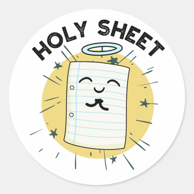 Holy Sheet Funny Halo Paper Pun  Classic Round Sticker (Front)