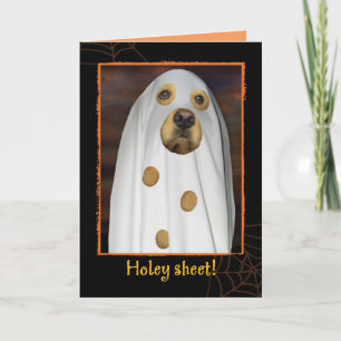 Holy Sheet! It's Halloween! Golden Retriever Card