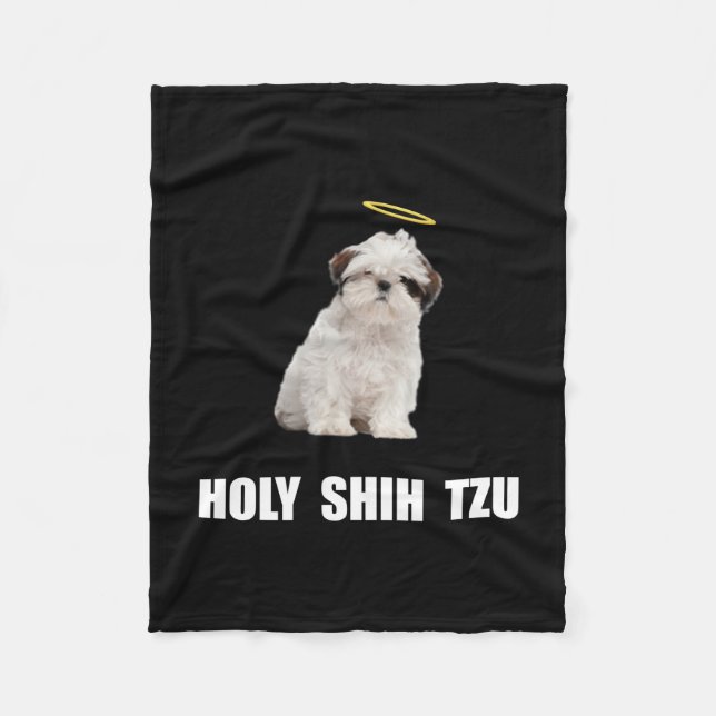 Holy Shih Tzu Fleece Blanket (Front)