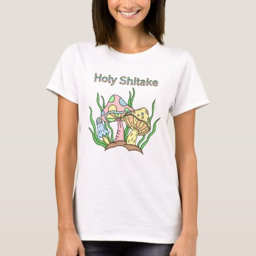Holy Shitake  Retro Pop Art Mushrooms T_Shirt
