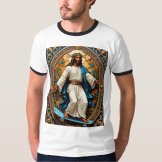 Holy Skateboard Jesus Ornate Icon Style Tee