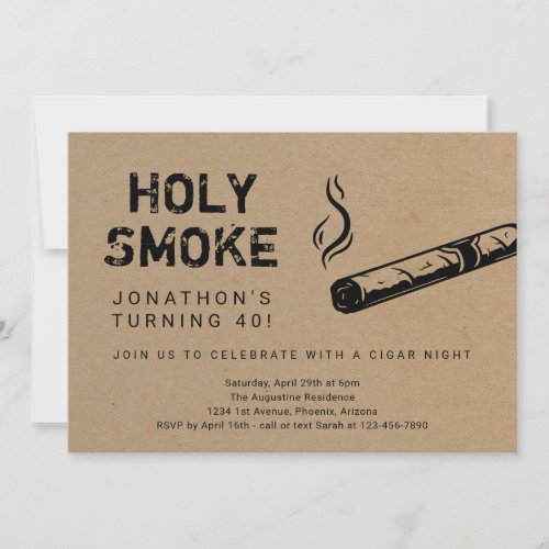 Holy Smoke Cigar Night Birthday Retirement Party Invitation