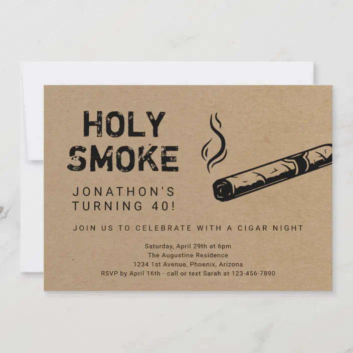 Holy Smoke Cigar Night Birthday Retirement Party Invitation Zazzle Com