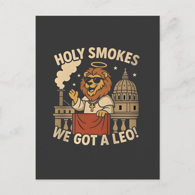 Holy Smoke Pope Leo XIV Christian Church  Invitation Postcard (Front)