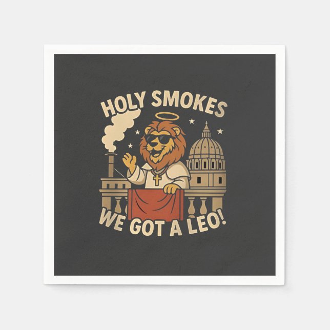 Holy Smoke Pope Leo XIV Christian Church  Napkins (Front)