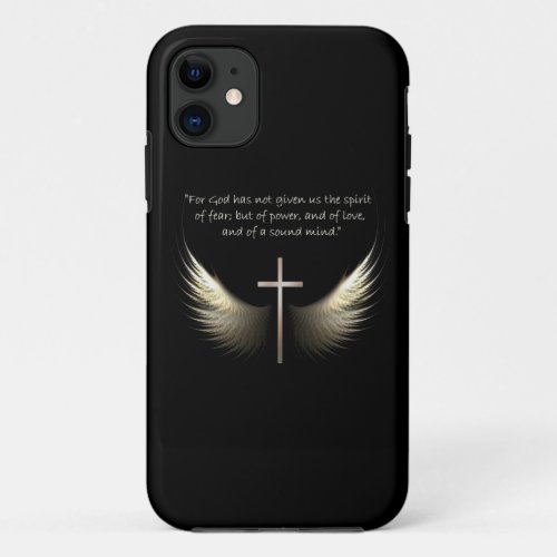 Holy Spirit and Christian Cross with Bible Verse iPhone 11 Case