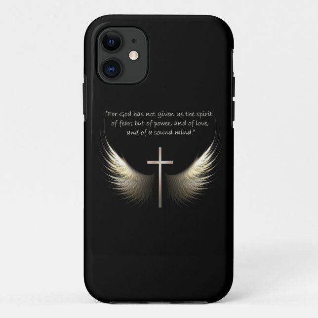Holy Spirit and Christian Cross with Bible Verse Case-Mate iPhone Case (Back)