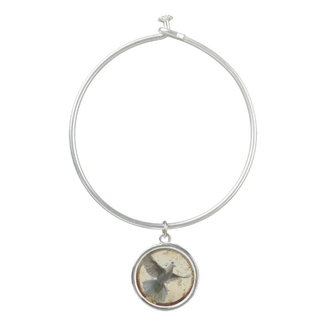 HOLY SPIRIT Bangle Bracelet With Round Charm (Front)