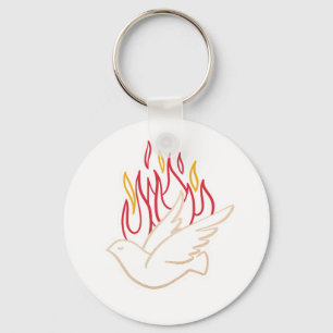 Holy Spirit - Dove and Flames Illustration Keychain