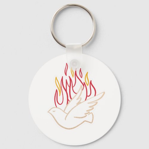 Holy Spirit _  Dove and Flames Illustration  Keychain