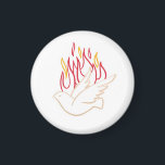 Holy Spirit -  Dove and Flames Illustration  Magnet<br><div class="desc">Beautiful Faux gold illustration of dove and colorful flames as representation of Holy Spirit. Perfect for Confirmation celebration</div>