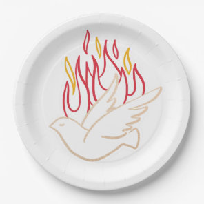 Holy Spirit -  Dove and Flames Illustration  Paper Plates