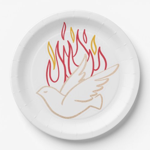 Holy Spirit _  Dove and Flames Illustration  Paper Plates
