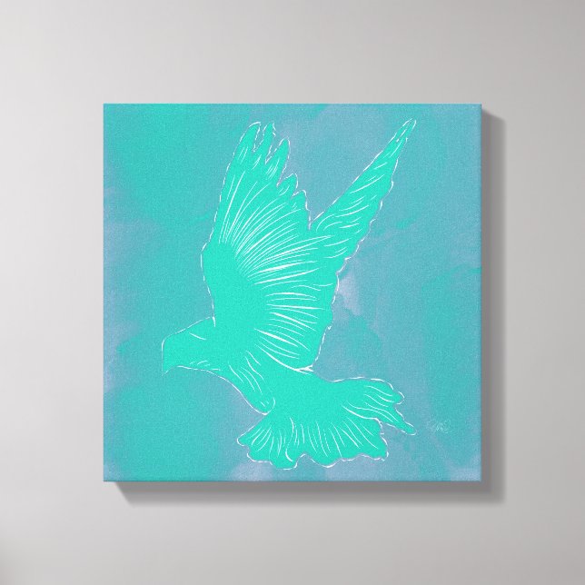 Holy Spirit Dove Design Abstract - Blue Canvas Print (Front)