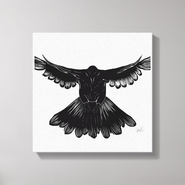 Holy Spirit Dove Design Comic Style No. 3 Black Canvas Print (Front)