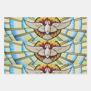 Holy Spirit dove stained glass Wrapping Paper Sheets