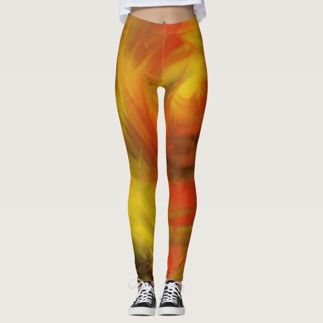 Holy Spirit Fire Christian Worship Art Painting Leggings (Front)