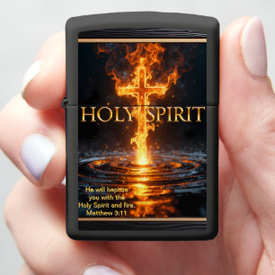 Holy Spirit Fire Cross Water Glowing Matthew 3:11 Zippo Lighter