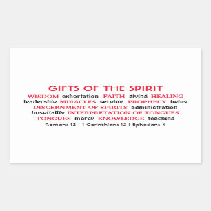 HOLY SPIRIT GIFTS Inspirational Christian Rectangular Sticker