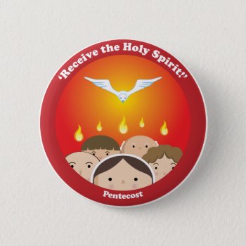 Holy Spirit Pentecost Button by happysaints at Zazzle