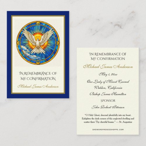 Holy Spirit  Sacrament Confirmation Holy Card --