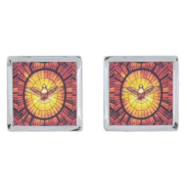 Holy Spirit Silver Cufflinks (Front)
