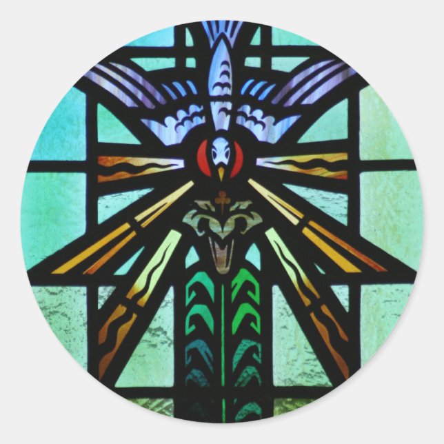 Holy Spirit Stained Glass Art Classic Round Sticker (Front)