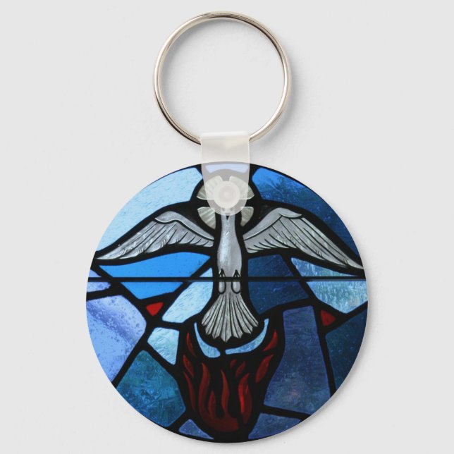 Holy Spirit Stained Glass Art Keychain (Front)