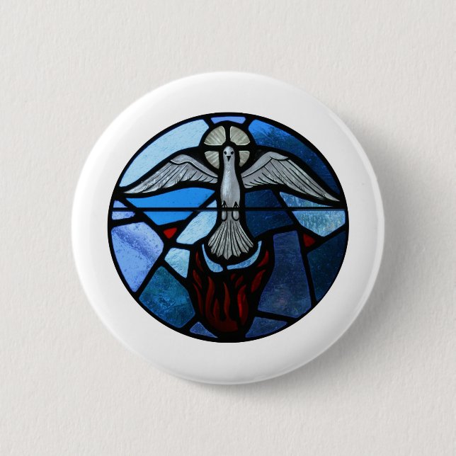 Holy Spirit Stained Glass Art Pinback Button (Front)