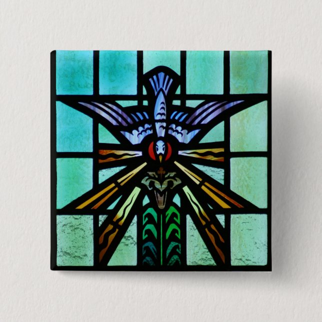 Holy Spirit Stained Glass Art Pinback Button (Front)