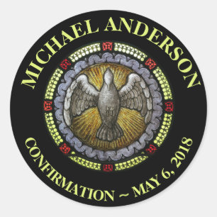 Holy Spirit Stained Glass Confirmation RCIA Classic Round Sticker