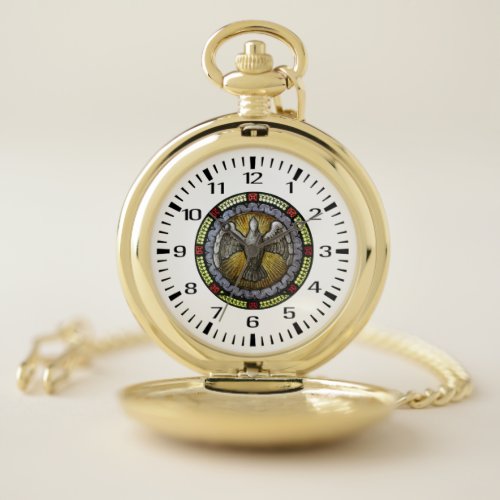 Holy Spirit Stained Glass Confirmation RCIA Pocket Watch