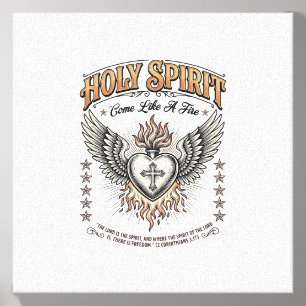 Holy Spirit Vintage Engraving Winged Heart Shirt_1 Canvas Photo Tile