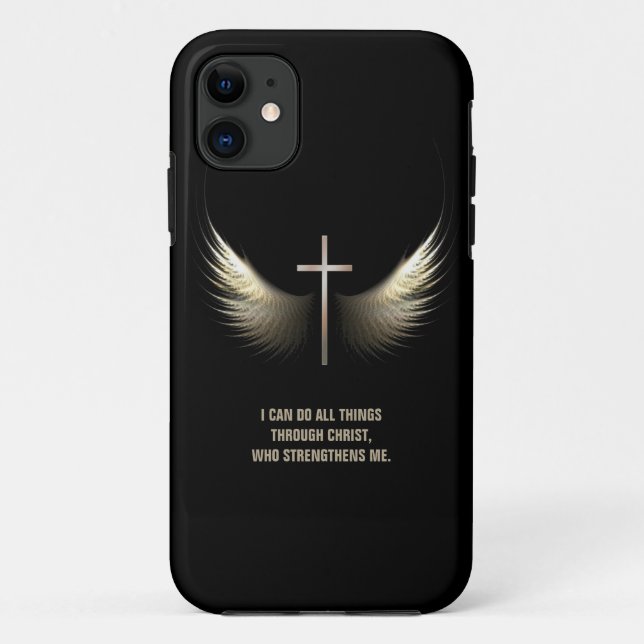 Holy Spirit Wings and Christian Cross Personalized Case-Mate iPhone Case (Back)